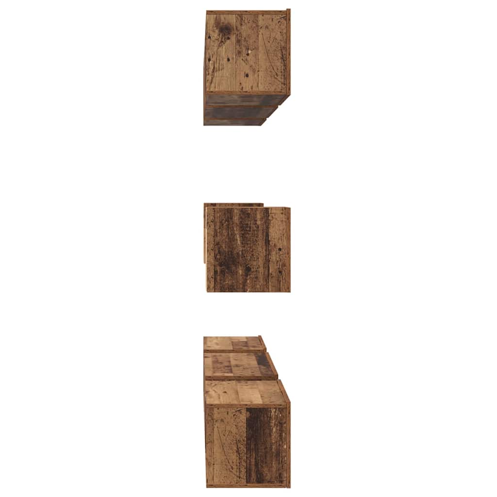 Wall Mounted TV Cabinet Set 8 pcs Reclaimed Wood Effect Particleboard