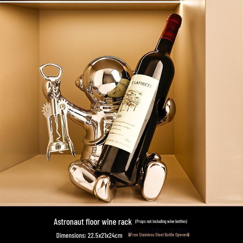 Elegant Ceramic Bear Wine Rack: Red Wine Display and Cup Holder for Luxurious Living Room Decor
