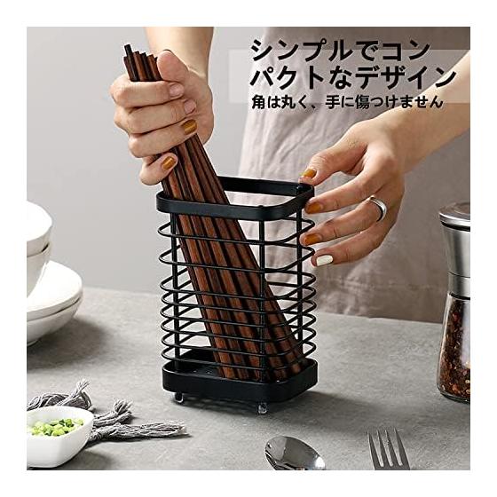 Toski Chopstick Holder, Cutlery Stand, 18-8 Stainless Steel Kitchen Utensil Holder, Black