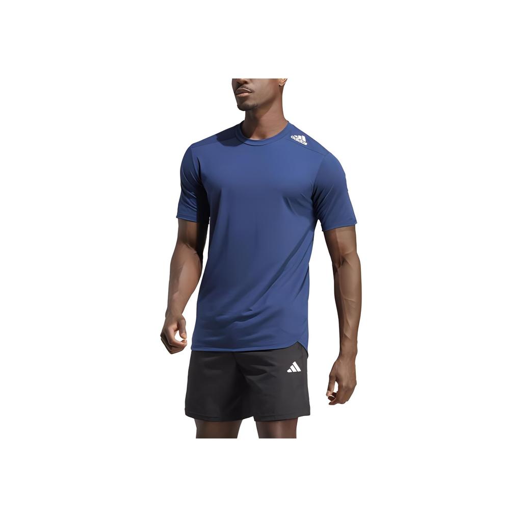 Adidas D4T Solid Color Crew Neck Pullover Sports Short Sleeve T-Shirt Men Tops Dark-Blue IC2017