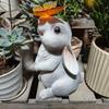 Solar Rabbit Statue: Creative Cartoon Garden Ornament for Courtyard Landscaping