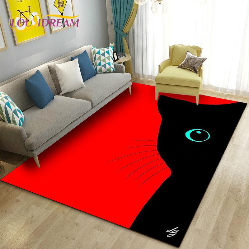 3D Cartoon Cute Cat Area Rug,Carpet Rug for Living Room Bedroom Sofa Doormat Kitchen Decoration,Kid Play Game Non-slip Floor Mat