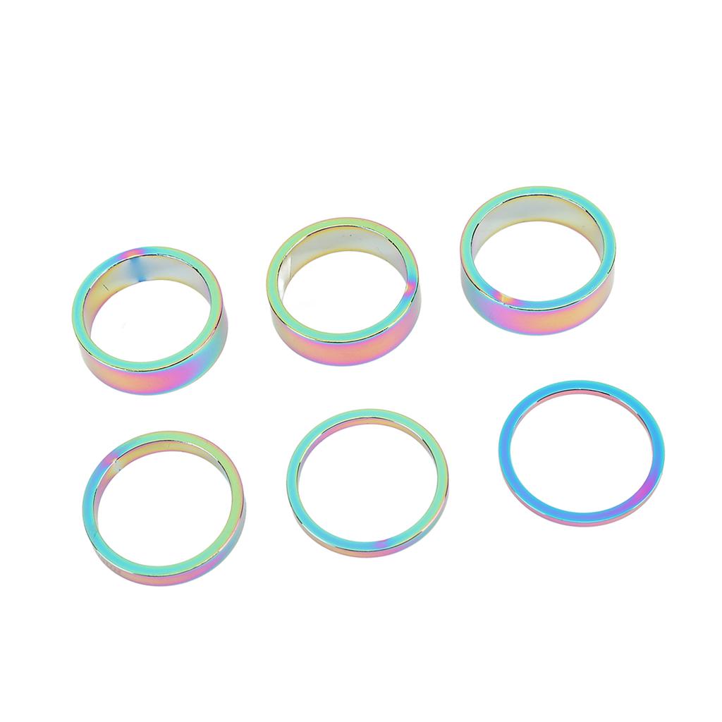 X23510 6PCS Bike Headset Spacer 28.6mm 1.1in Mountain Bike Aluminium Alloy Front Fork Spacer Washer 10mm 5mm 3mm 2mm