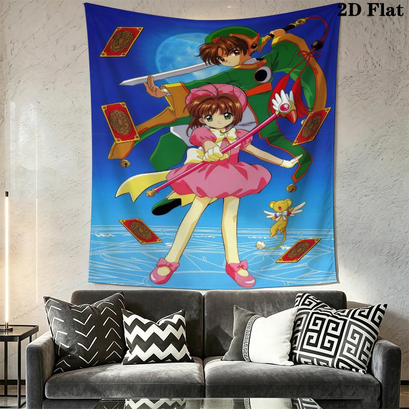 Cardcaptor Sakura Wall Tapestry Aesthetic Wall Hanging Printed Fabric Blanket Decorative Tapestries for Bedroom Living Room Home Decor