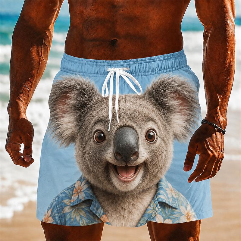 Summer Men's Animal 3D Printed Beach Shorts