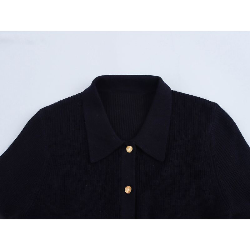 Kaslead New Arrival Women's Clothing Fashion Style Fashion Decorated Row Button Knitting Midi Skirt Dress 9598152