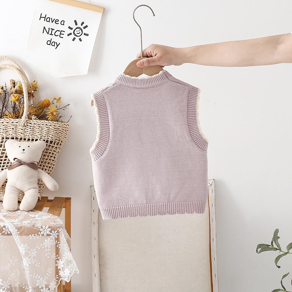 2026 Girls' Knit Vest, Ages 1-5: Princess Cardigan Sweater, Stylish Spring & Autumn Outfit.