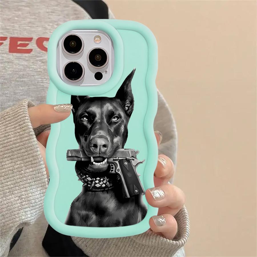 

Case for iPhone 8 12 15 Plus 16 Pro Max 14 11 XR 13 17 Air Soft Phone Cover Trendy Doberman iPhone 8