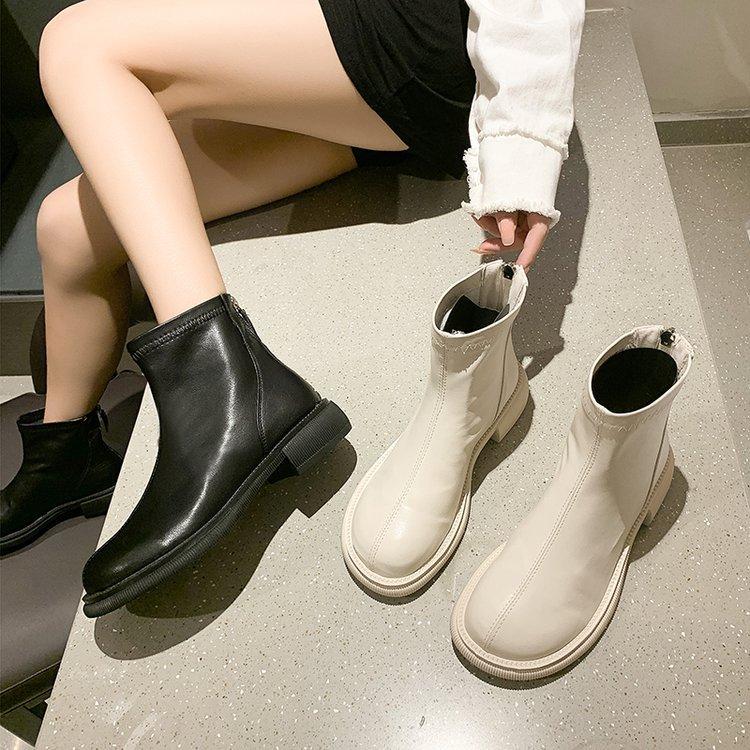 French British style fashion boots women's 2025 autumn and winter new Martin boots round head fashion versatile short boots women