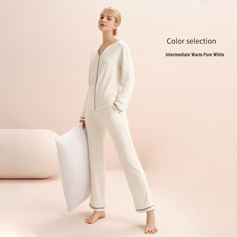 

Женский зимний бархатный пижамный комплект - Толстый, теплый, с длинным рукавом, удобная домашняя одежда из двух частей XL