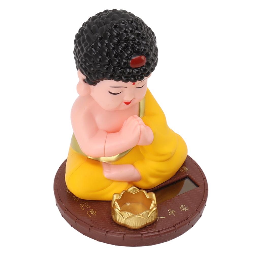Mönchsdekoration Automatisches Nickendes Buddha Statue Figur mit Solarpanel für Heim-Auto-Ornamente