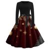 Women's Fashion Casual Round Neck Christmas Print Long Sleeve Dress