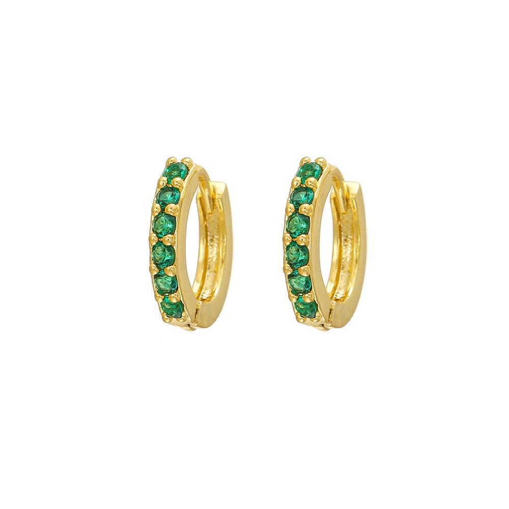Exquisite Green Zircon Tassel Chain Stainless Steel Hoop Earrings 18K Gold Plated Heart Flower Piercing Earrings Fashion Jewelry