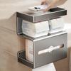 Drill-Free Bathroom Tissue Box Three Layer Phone Shelf Toilet Paper Holder Wall-Mounted Rustproof Toilet Storage Rack Office