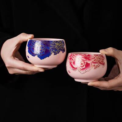 Pink Ru Kiln Changes Color When Heated, Peony Master Cup, Teacup, Personal Special For Women, Chinese High-End Exquisite Tea Cup