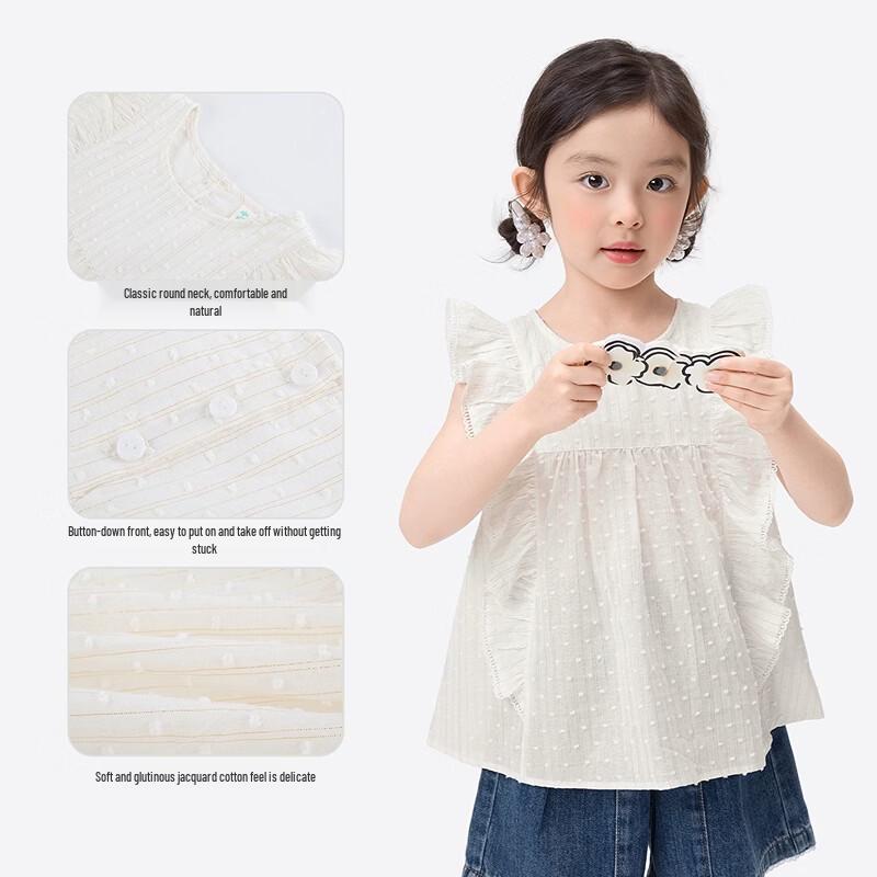 Xiaoyinman Girl's Casual Striped Fly-Sleeve Shirt