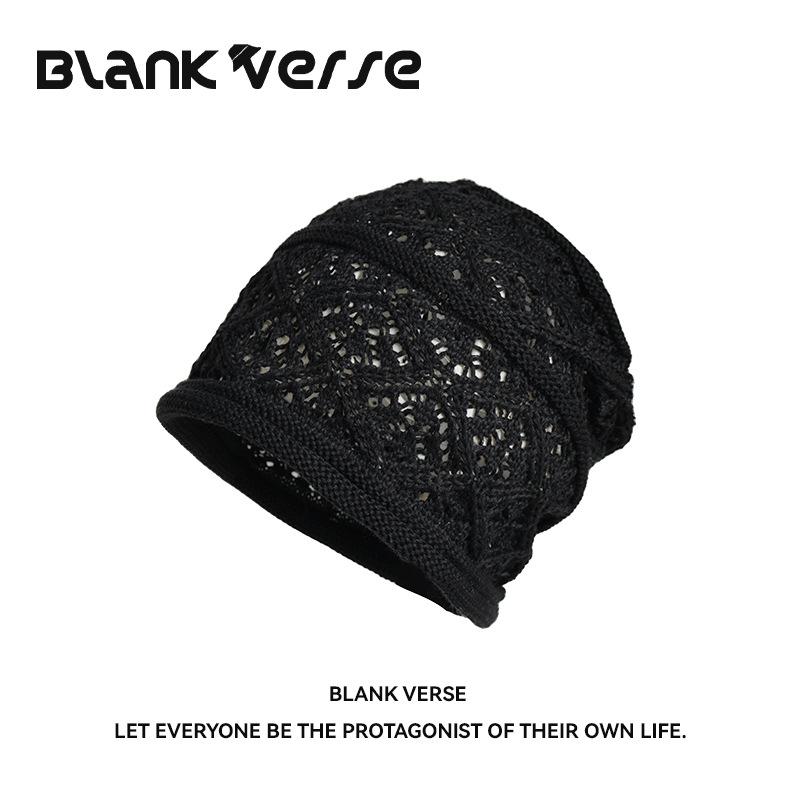 Hollow knitted headgear women's autumn new thin breathable face small big head circumference retro pullover hat
