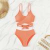 Women's 2 Piece Ribbed Bikini Set New Solid Color Wrap Cross Front Tie Back High Waisted Sexy Spaghetti Strap Summer Beach Swimwear