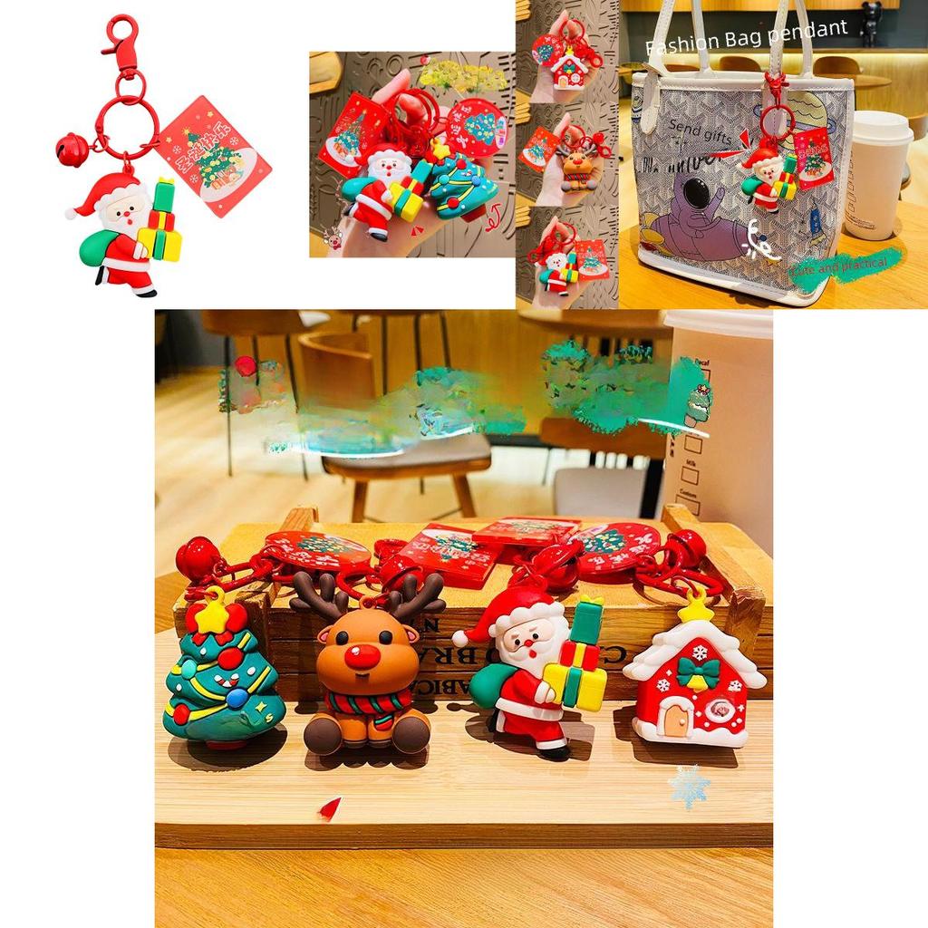 Festive Santa Claus Keychain Charming Silicone Christmas Ornament Ideal Party Favor