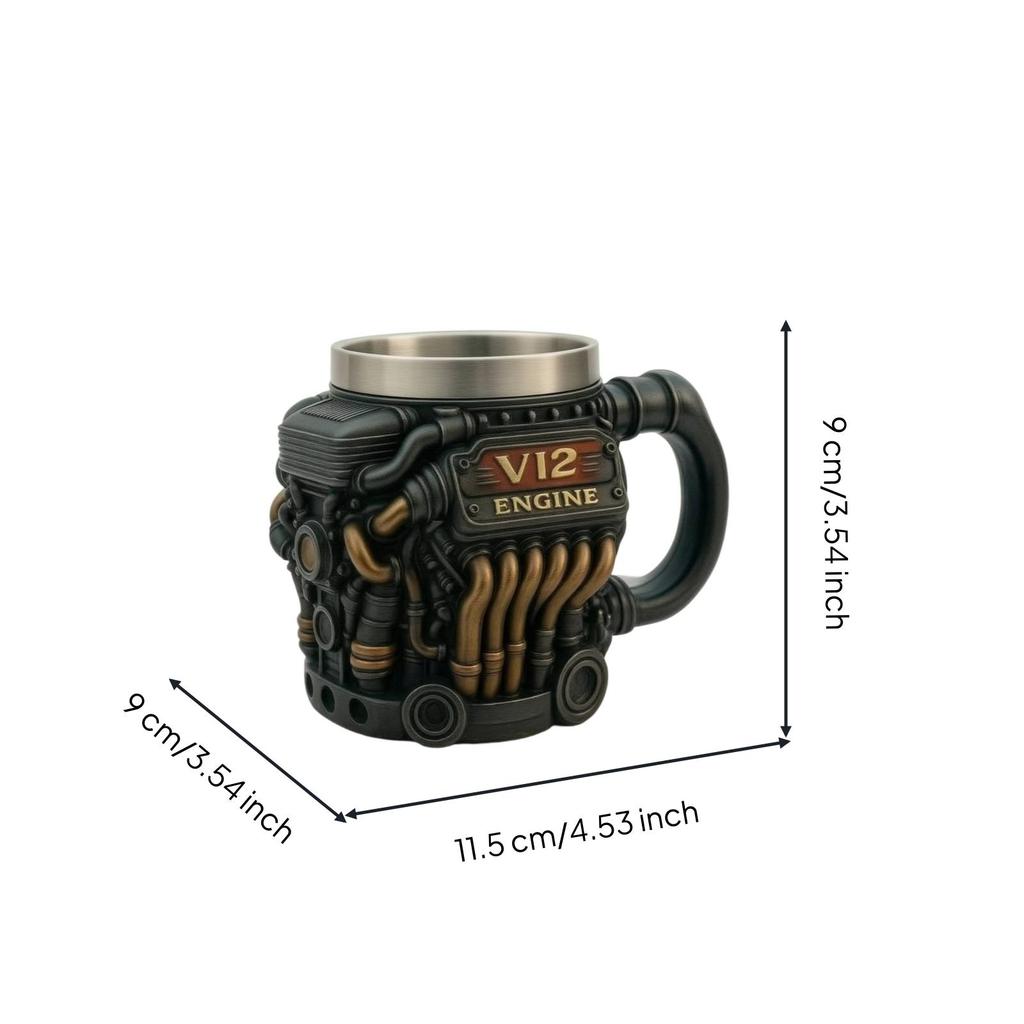 Engine Block Mug Industrial Mechanical for Car Enthusiasts, Mechanics