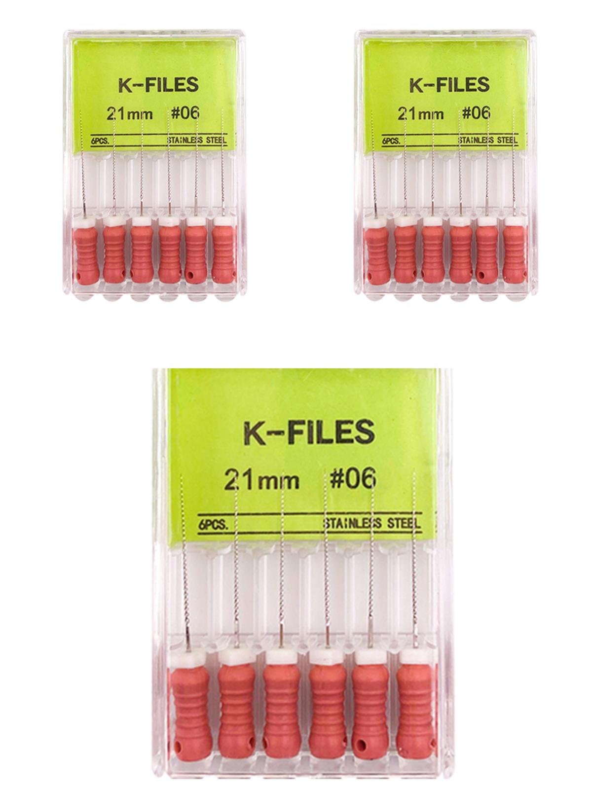 

3 коробки, 6 шт./коробка стоматологических файлов K 21 мм/25 мм ручные файлы из нержавеющей стали файлы корневых каналов стоматологические эндодонтические инструменты 21mm 06 красный