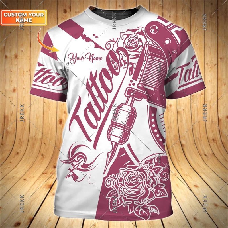 

Tattoo Artist Work T-shirt Men s Clothing Round Neck Black White Design Short Sleeve T-shirts DIY Custom Name Trend Uniform Tee XXS