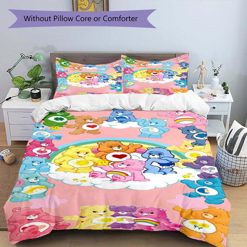3pcs Duvet Cover Set (1*Duvet Cover + 2*Pillowcase, Without Core), Care Bears Print Bedding Set, Bedroom Decor, All‑Season, Birthday Gift