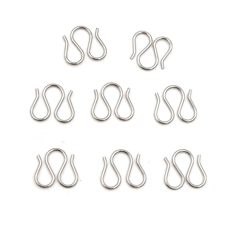 30Pcs Stainless Steel Gold Color W Shape End Clasps Hooks Chain Connectors For Bracelet Necklace DIY Jewelry Making Supplies