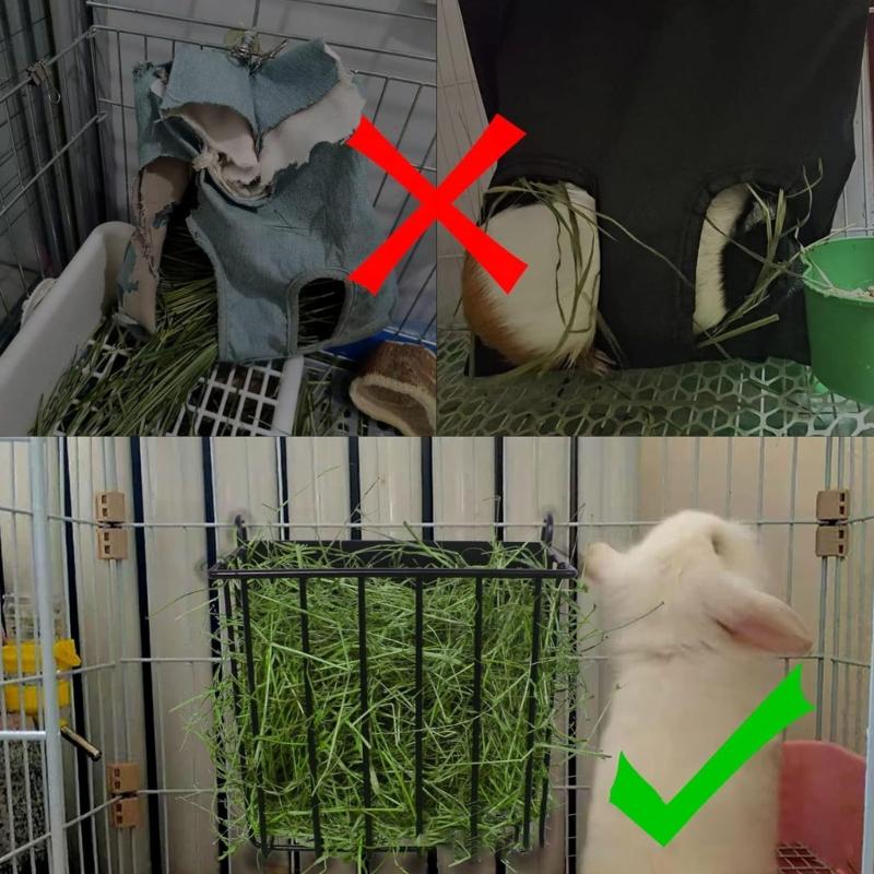 Metal Guinea Pigs Hays Rack Durable Anti Tip Structure Space Saving Cage Feeder For Small Pet