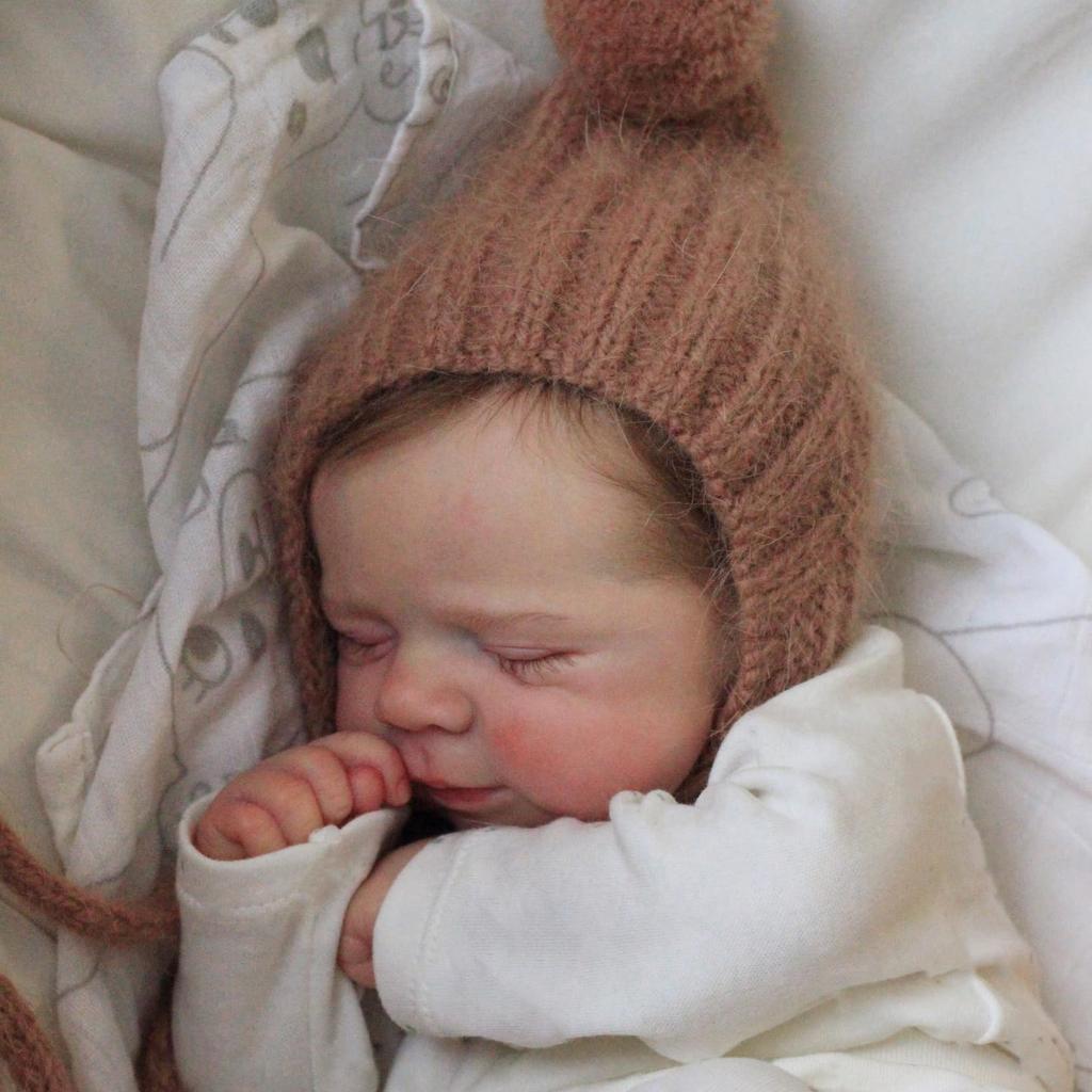 BZDOLL 3D-paint Skin with Visible Veins 48cm 19inch Soft Touch Vinyl Asleep Reborn Baby Doll Toy for Girl Lifelike Kid Birthday Gift