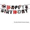 Sports Car Racing Birthday Party Tableware & Decorations: Cake Toppers, Banners, Balloons, Tablecloths.