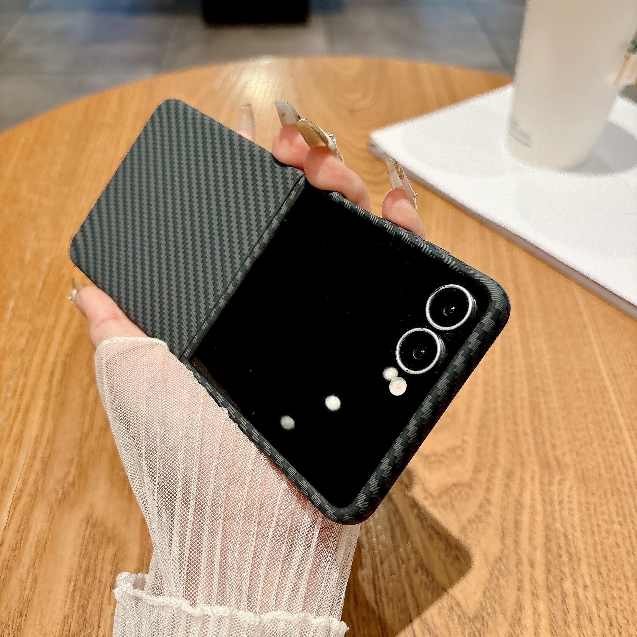 

Роскошный защитный бампер из углеродного волокна для телефона Samsung Galaxy Z Flip7 Flip6 Flip5 Flip4 Flip3 Жесткий ПК Контрастный цвет Ударопрочный Защитный чехол Samsung Galaxy Z Flip 7