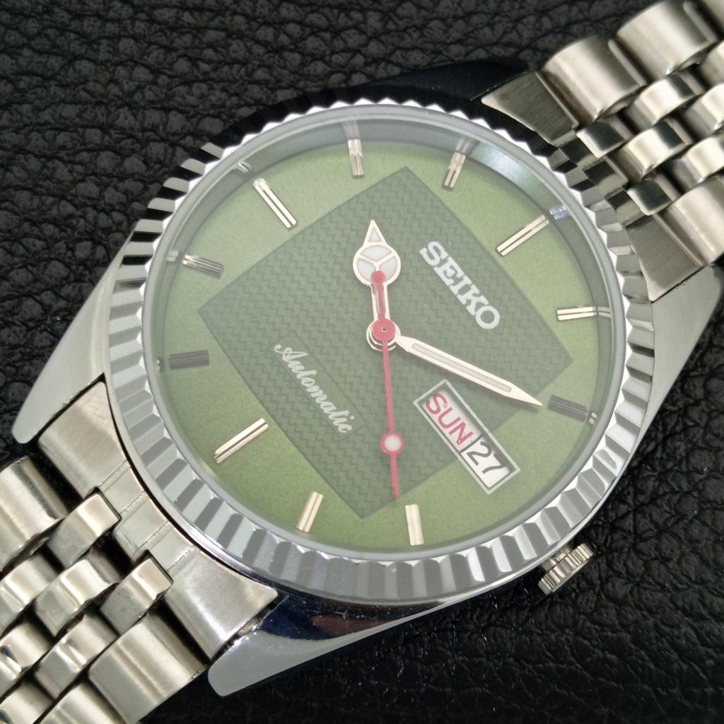 VINTAGE REFURBISHED SEIKO AUTOMATIC 6309A JAPAN MENS GREEN DIAL WATCH a443141-1