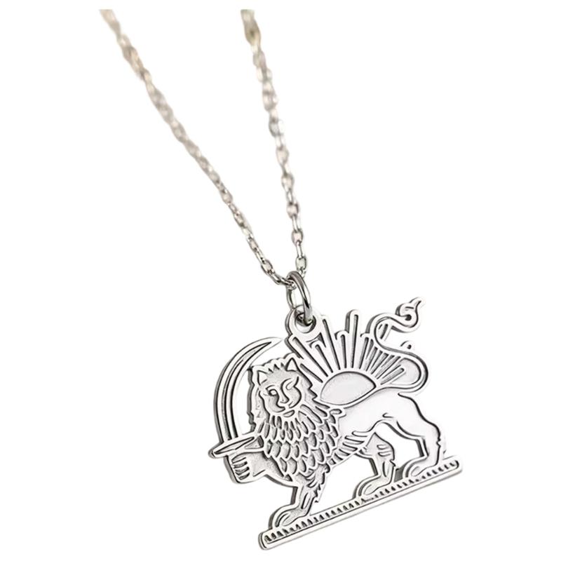 Elegant Stainless Steel Lioness Charm Necklace Showcasing Traditional Artistics And Symbolism серебряный