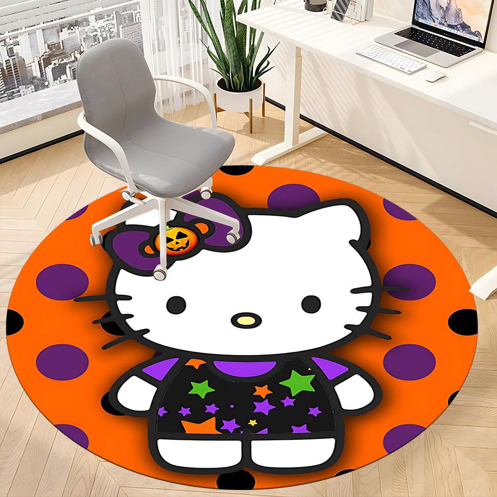 1pc Hello Kitty Chair Carpet for Office, Indoor Non Slip Washable Polyester Fiber Carpet, Mat For Office, Machine Washable