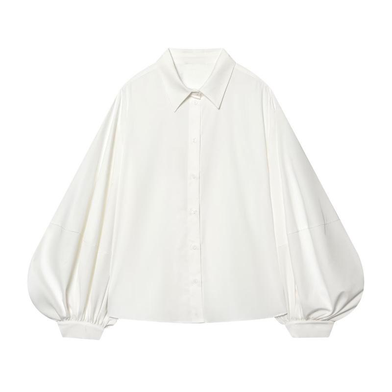 2026 Spring Arrival: European & American Style Versatile Puff Sleeve Poplin Shirt Small