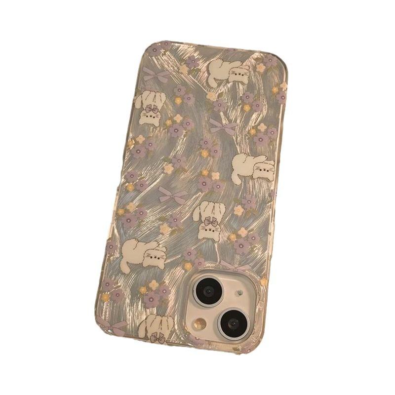 Purple Flower Kitten Apple 16 Mobile Phone Case IPhone15promax13/12/14XR Premium 17 Dirt Resistant