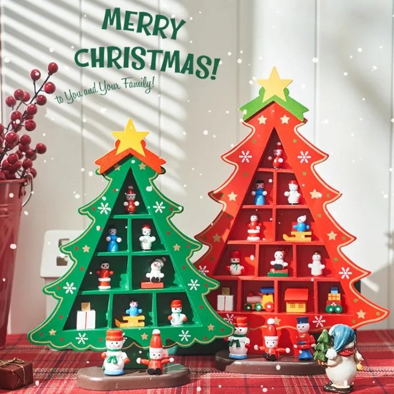 Creative DIY Wooden Christmas Tree Window Shop Mall Desktop Display Props Ornament Christmas Home Craft Holiday Gifts Decoration