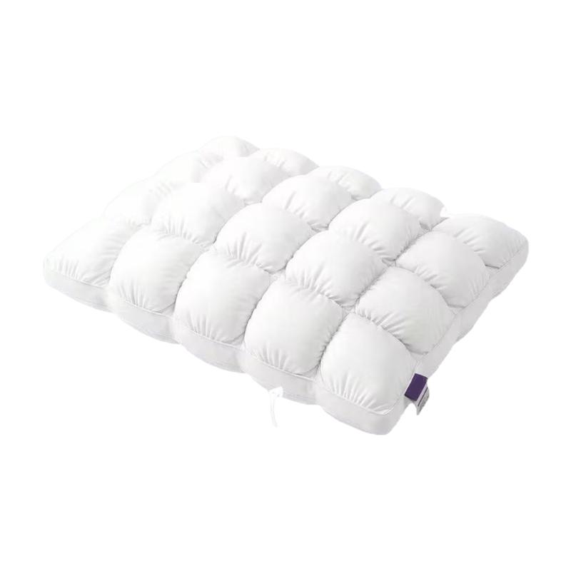 Sleeping Bed Pillow 48 x 74 cm with Quilted Square Checkered and Fiber Fill for Adult Guest Room and Bedroom Bedding