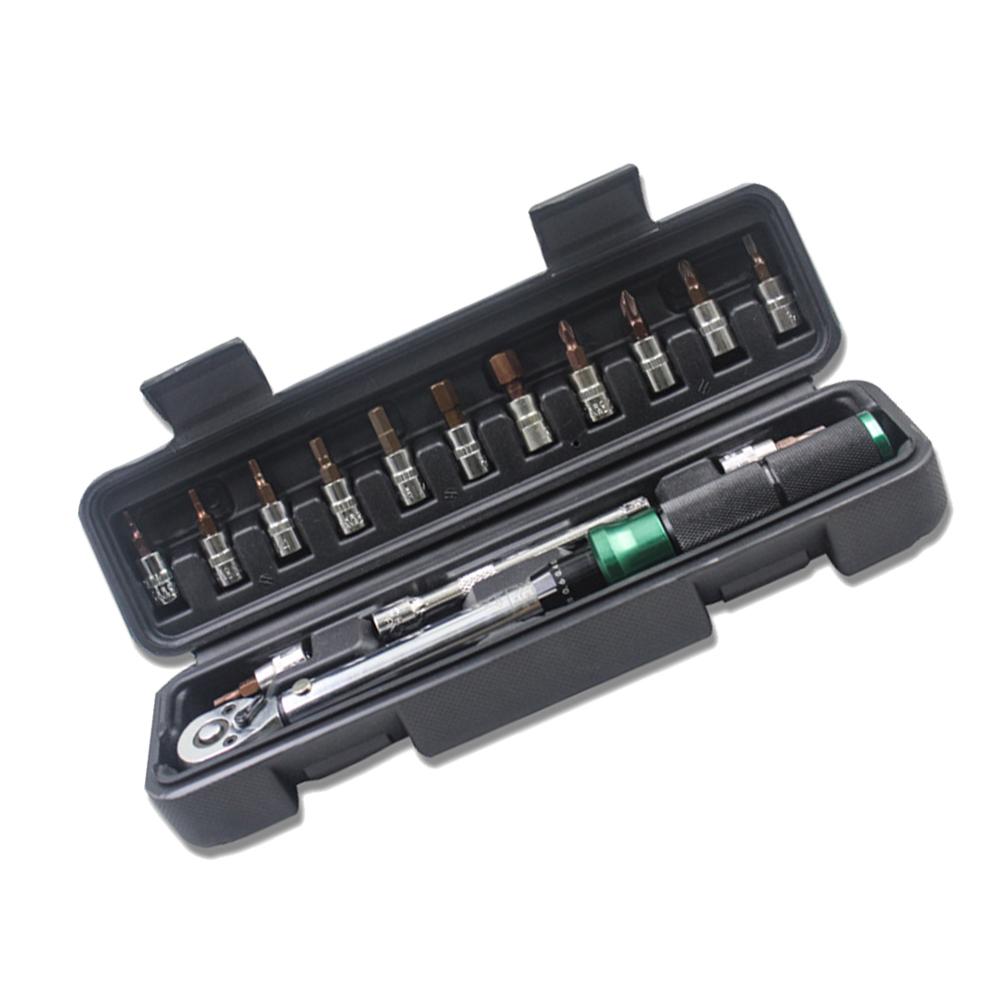 Torque Wrench Set 15Pcs 1/4" 2-24Nm Bike Allen Key Tool Socket Spanner Bicycle Repair Kit Bicycle Automotive Tool