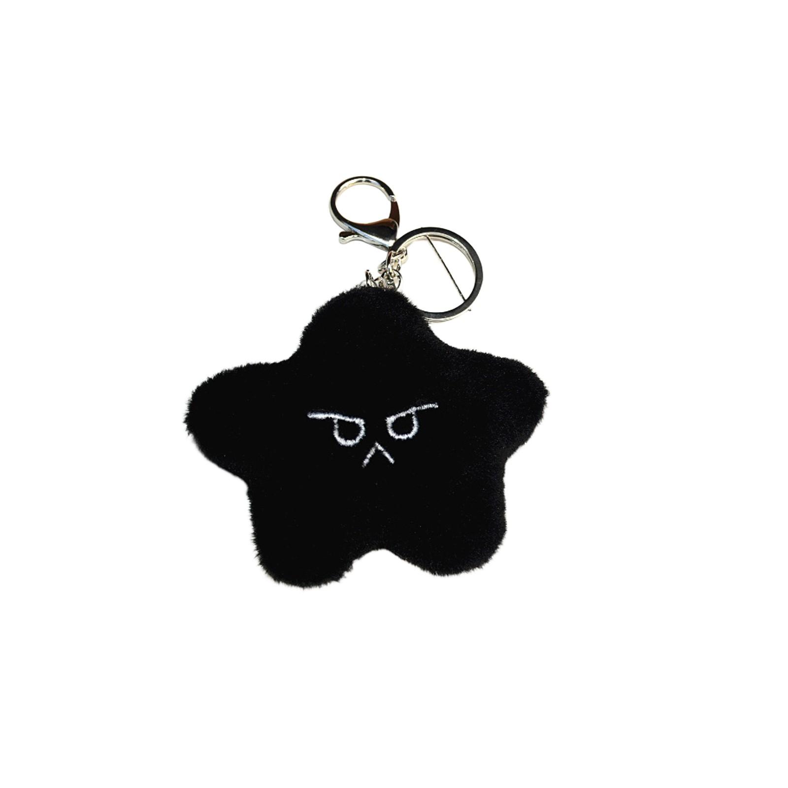 

Черный плюшевый кулон, брелок, украшение для рюкзака, милый набор смайликов, кукла-звезда One Size