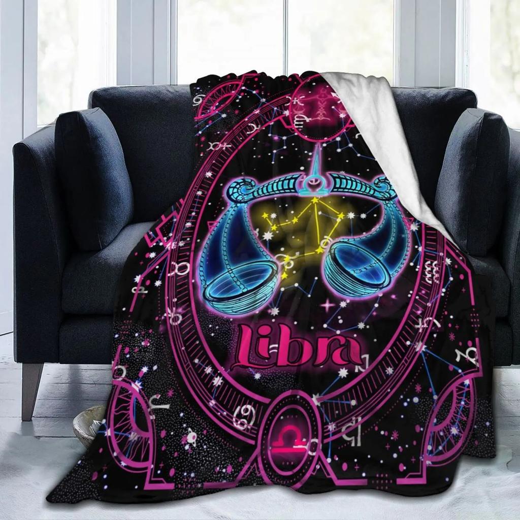 Cartoon Cancer Birthday Blanket Constellations Throw Blankets Soft Horoscope Astrology Flannel Throw Blanket Zodiac Sign for Bed