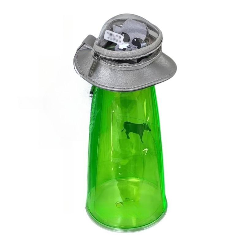 

1PC creative UFO shape transparent green alien doll decorative pencil case, fun flying saucer space ship stationery bag