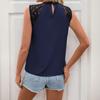 Casual Commuting Lace Sleeveless Top Half High Neck Solid Color Women’s Blouses & Shirts
