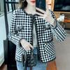 Checkered Autumn Fragrance Celebrity Style Coat for Women's Short Small Versatile Luxury and Elegant Style Thousand Bird Grid Red