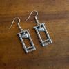 Gothic Black Geometric Hollowed-out Rectangle Guillotine Pendant Dangle Earrings for Women Men Halloween Party Jewelry Gifts