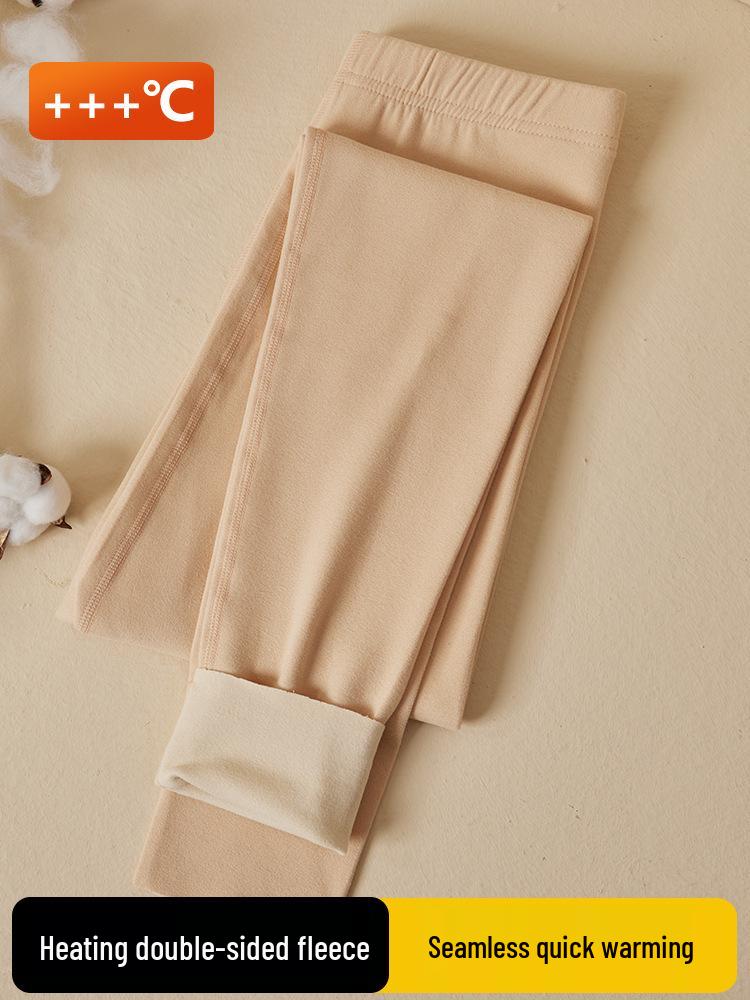Women's Autumn Lambswool & Fleece Thermal Set: 460g Brushed Velvet Top & Bottoms for Cold Weather