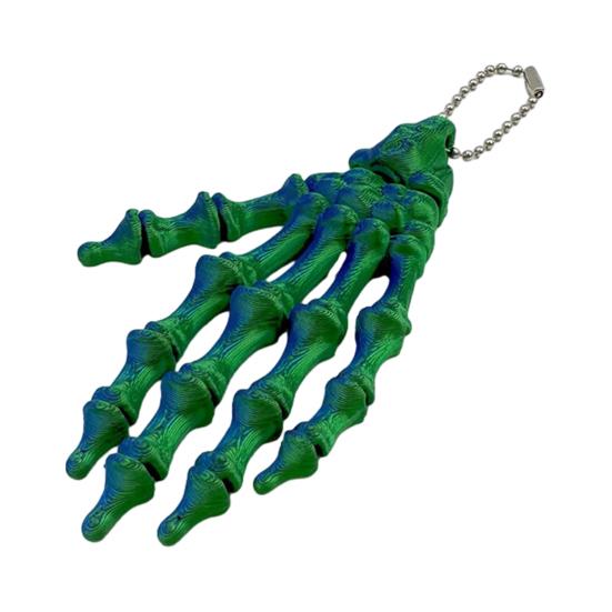 Yousheng Skeleton Hand Keychain, with Hanging Chain 3D Printed Ornament, Movable Joint Design Skull Palm Stress Relief Toy for Halloween