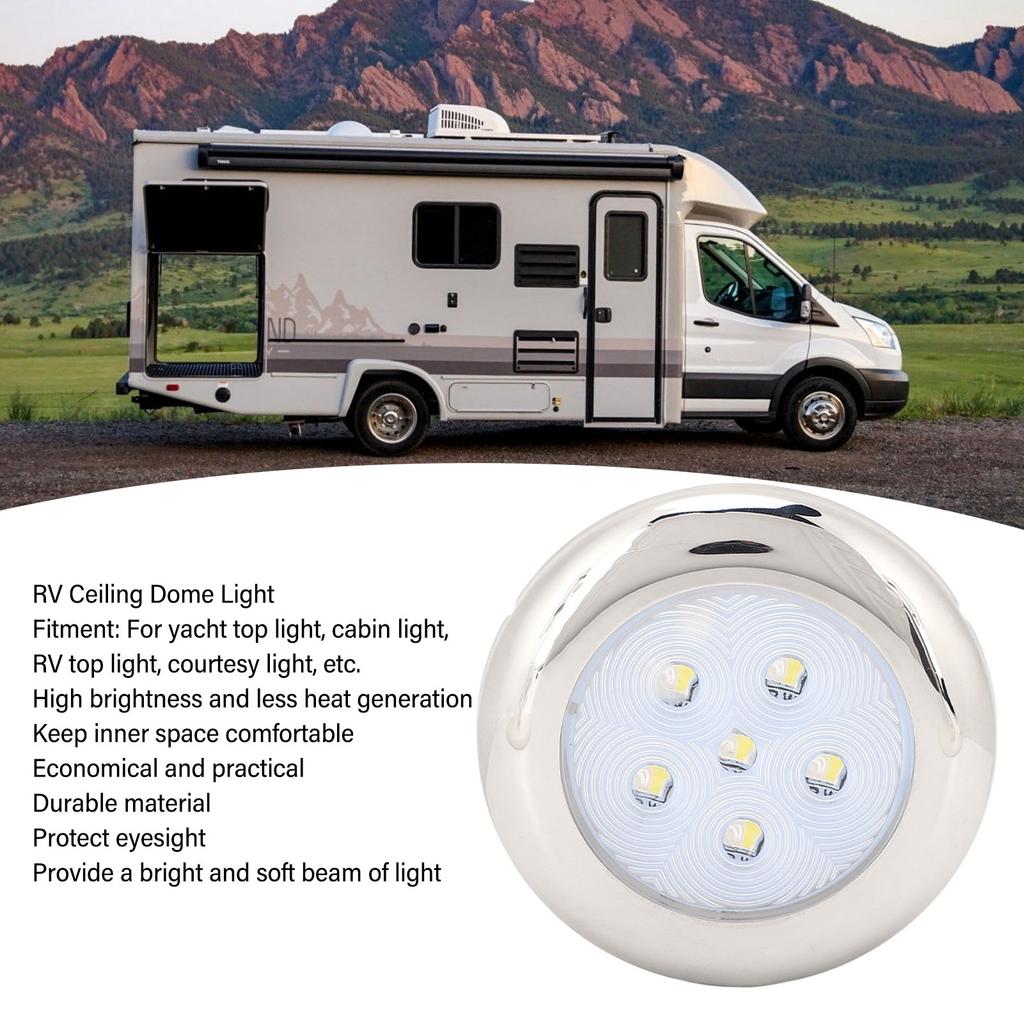 Marine Courtesy Lights 12V Led RV Ceiling Dome Light White Blue Light Waterproof Boat Cabin Lights for Car RV Boat Yacht 3