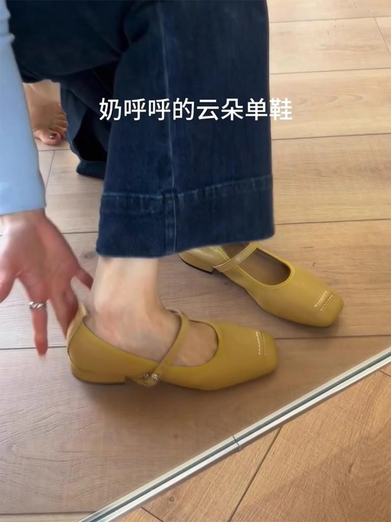 Sheepskin version~ Soft leather comfortable Mary Jane shoes women's head temperament versatile small single shoes low heel leather small leather shoes